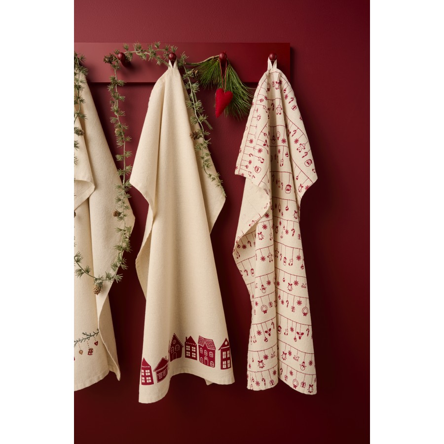 Полотенце Sally natural red houses 50х70 см